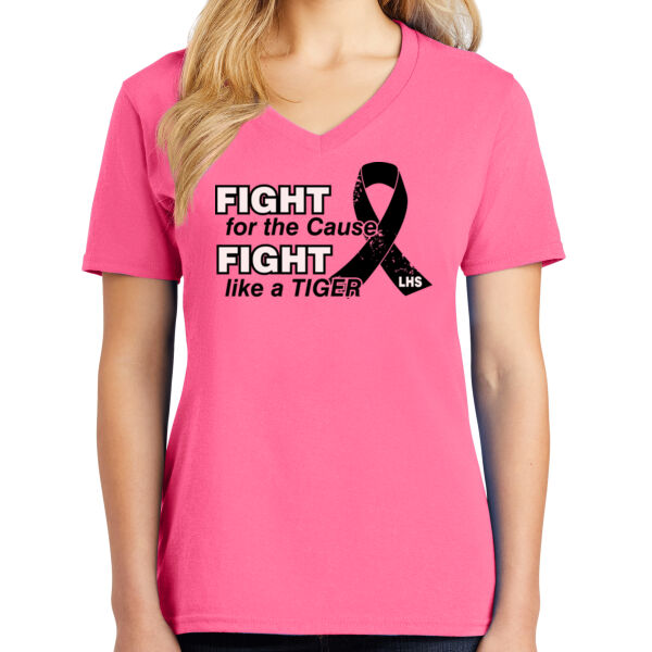 Fight Like A Tiger  - Ladies Core Cotton V Neck Tee Thumbnail